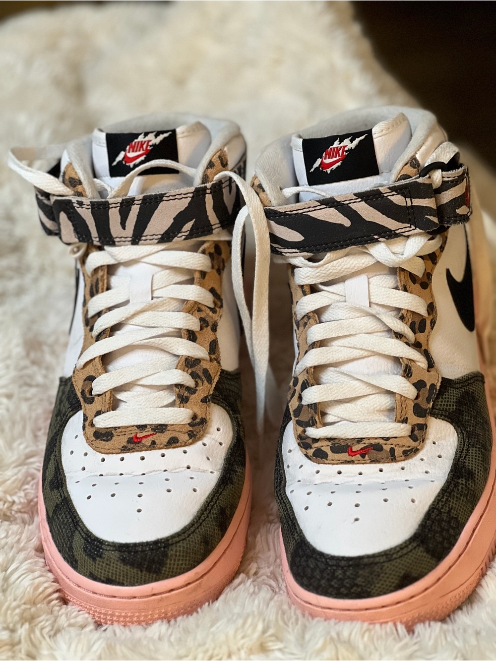 Nike Air Force 1 High with Animal Print & Pink Sole